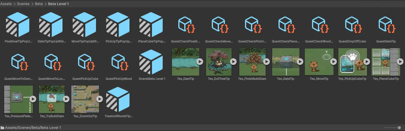 Quest and tutorial ScriptableObject assets
