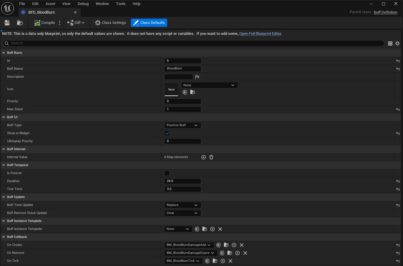 Buff Definition Blueprint